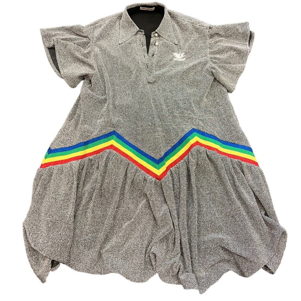 Gray Mini Dress with Rainbow Accents